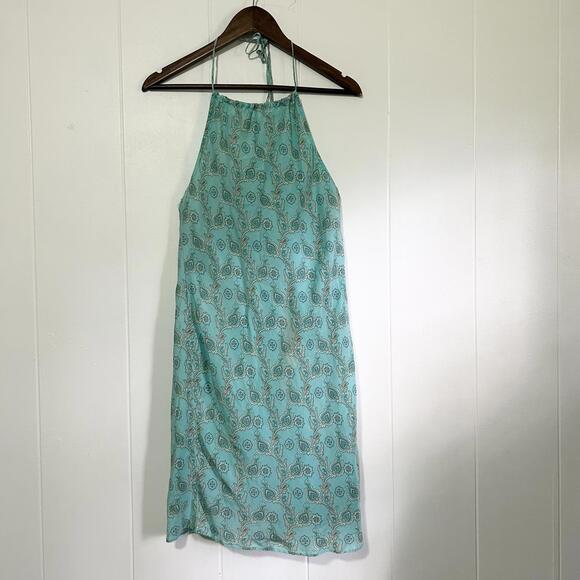 GAP Dresses & Skirts - GAP Blue Floral Paisley 100% Silk Halter Dress Women's Size 0